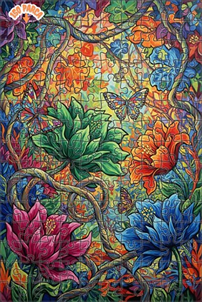 Teona Ahşap ألوان نابضة بالحياة، لوحة زيتية لغابة الفراشات، لغز خشبي مؤطر ذو ...