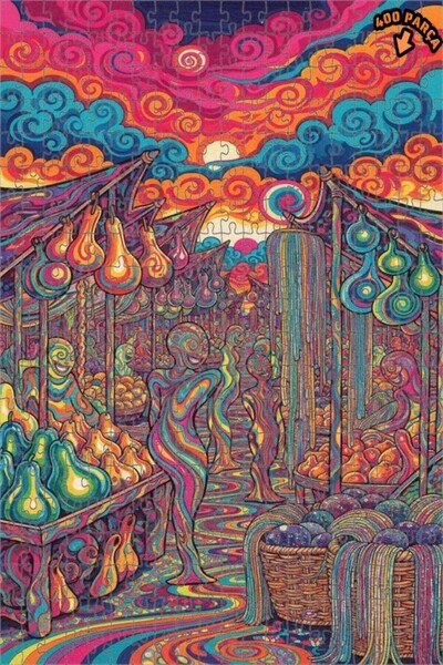 Teona Ahşap لغز خشبي بتصميم لوحة زيتية لسوق سايكدليك، 400 قطعة، مقاس 35x35