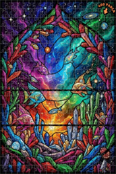 Teona Ahşap عالم الخيال، أسماك كريستالية، زجاج ملون، لغز خشبي ذو طبقتين، 400 ...