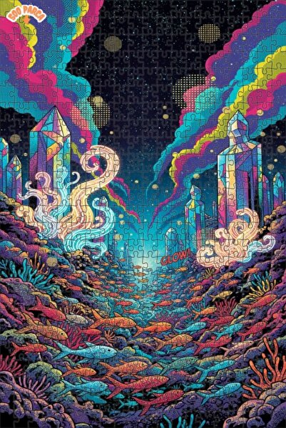 Teona Ahşap Crystal City Fish Herd Double-Layer Framed Wooden Puzzle 500 Piec...