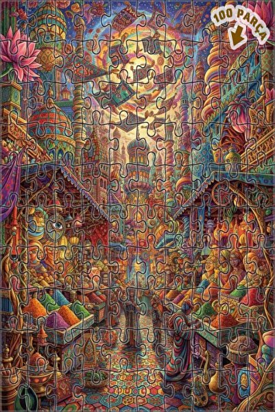 Teona Ahşap لغز خشبي ذو طبقتين بإطار من Flying Carpets Land، 100 قطعة، 25x25 سم