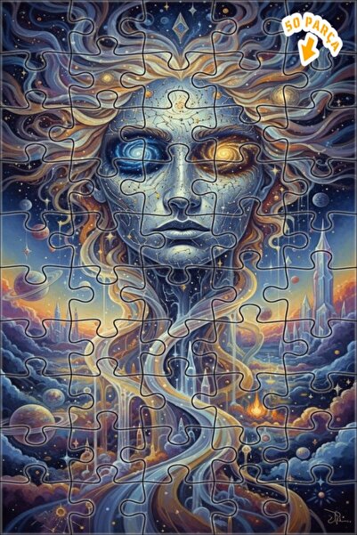 Teona Ahşap لغز خشبي مؤطر ذو طبقتين بتصميم الزيت الزيتي لوجه الكون وحلم المجر...