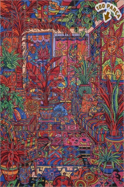 Teona Ahşap لغز خشبي ملون بتصميم غرفة استوائية وملمس زيتوني 100 قطعة 25x25