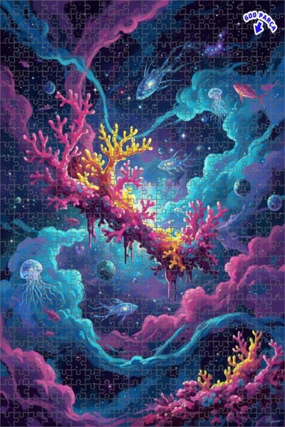 Teona Ahşap لغز خشبي مؤطر ذو طبقتين بتصميم زيتوني اللون لمرجانات بحر الفضاء، ...