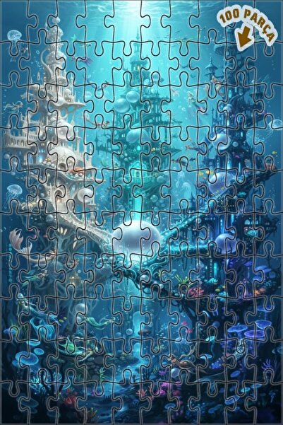 Teona Ahşap لغز خشبي ذو طبقتين على شكل مملكة حورية البحر 100 قطعة 25x25