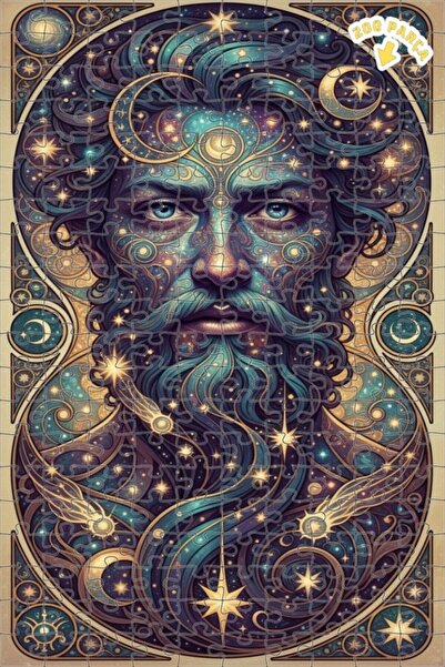 Teona Ahşap لوحة فنية خشبية مؤطرة بطبقتين على شكل وجه فلكي، 200 قطعة، مقاس 25x35