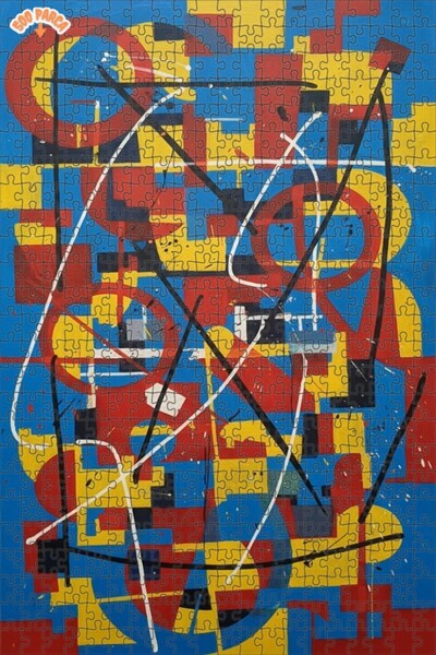 Teona Ahşap لوحة فنية هندسية تجريدية بمظهر لوحة زيتية، لغز خشبي مؤطر بطبقتين ...