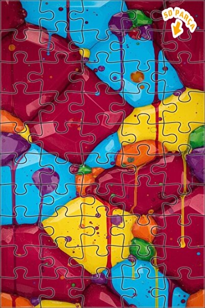 Teona Ahşap لغز خشبي ملون من Colorful Damla Art، لغز خشبي مؤطر بطبقتين، 50 قط...
