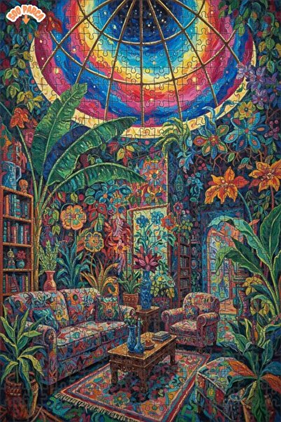 Teona Ahşap Colorful Botanical Garden Double Layer Framed Wooden Puzzle 500 P...