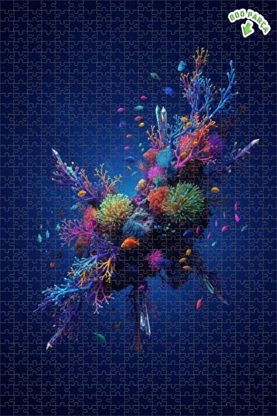 Teona Ahşap لغز خشبي ملون على شكل شعاب مرجانية وأسماك، ذو طبقتين، 800 قطعة، م...