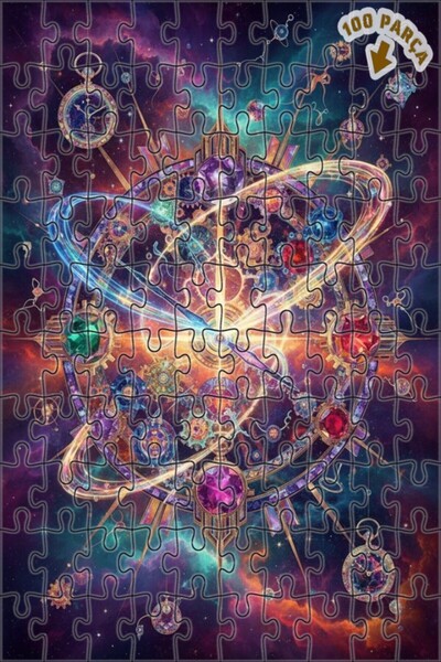 Teona Ahşap لغز فني على شكل لوحة زيتية لآلية الزمن الكوني 100 قطعة 25x25