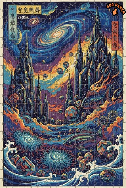 Teona Ahşap لغز خشبي ذو طابقين من سبيس فيش سيتي 400 قطعة 35x35