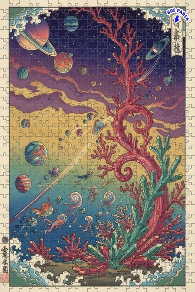 Teona Ahşap لغز فني على شكل غابة كريستالية تحت الماء في المجرة البعيدة، مكون ...