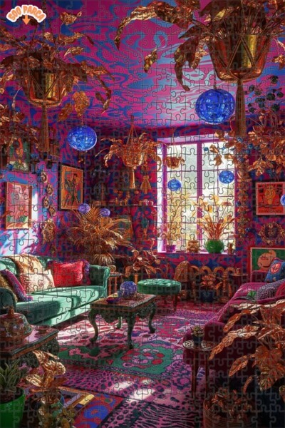 Teona Ahşap لغز خشبي مؤطر بطبقتين بتفاصيل ورق ذهبي عاكس للضوء بتصميم بوهيمي 5...