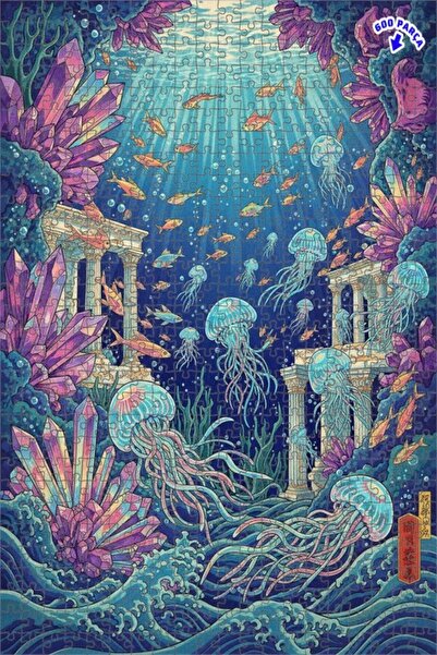 Teona Ahşap Magical Submarine Crystal Palace Oil Painting Lookalike Wooden Pu...
