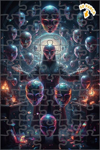 Teona Ahşap ألغاز خشبية ذات طبقتين على شكل عوالم الأقنعة السحرية بتصميم طباعة...