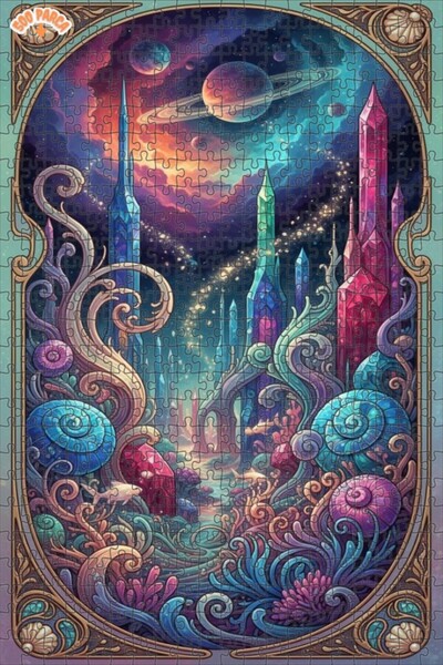 Teona Ahşap لغز خشبي ذو طبقتين من كريستال بلانيتس ماجيك وورلد، 500 قطعة، مقاس...