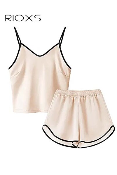 RIOXS Women's Silk Pajamas Set,2 Piece Pjs Cami Top And Shorts Loungewear Set...