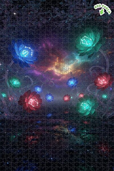 Teona Ahşap لغز خشبي مؤطر ذو طبقتين من كوزميك فلاور بورش ستارز، 800 قطعة، 70x50