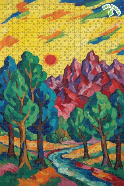 Teona Ahşap لوحة زيتية ذات مناظر طبيعية نابضة بالحياة، لغز خشبي مؤطر ذو طابقي...