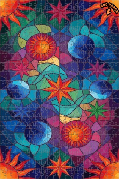 Teona Ahşap لغز خشبي مؤطر بطبقتين من موزاييك الشمس والنجوم 400 قطعة 35x35