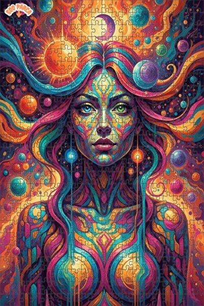 Teona Ahşap Cosmic Woman Color Explosion Oil Painting Lookalike Double Layer ...