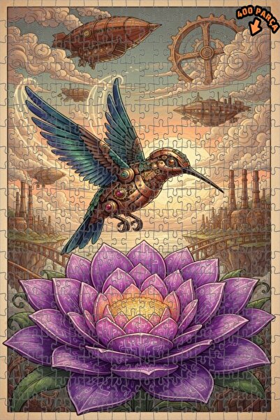 Teona Ahşap لغز خشبي ميكانيكي على شكل طائر الطنان وزهرة اللوتس، مكون من طبقتي...