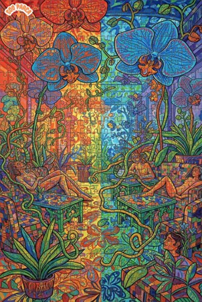 Teona Ahşap حديقة الأوركيد السحرية ذات المظهر الحديث باللون الزيتي، لوحة خشبي...