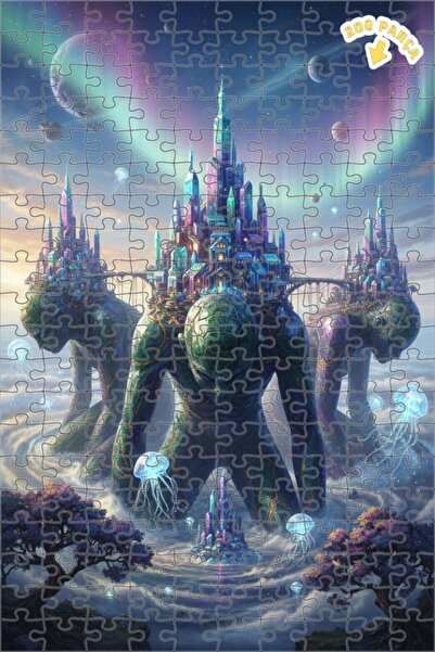 Teona Ahşap لغز خشبي مؤطر من طبقتين من جالاكتيك جيتس كريستال سيتي، 200 قطعة، ...