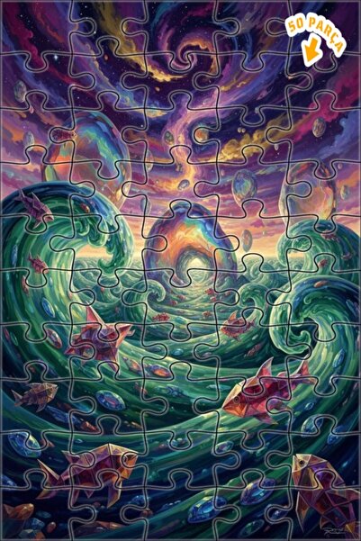 Teona Ahşap عوالم ملونة فوق الأمواج الرائعة، لغز خشبي مزدوج الطبقات بإطار زيت...