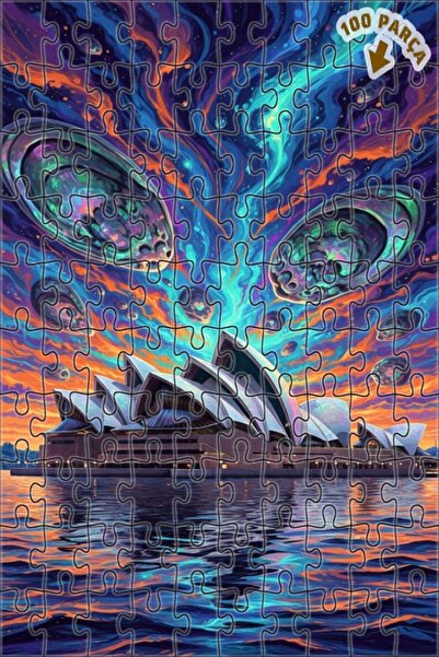 Teona Ahşap لغز خشبي مؤطر ذو طابقين بتصميم مسرح أوبرا سيدني السحري، 100 قطعة،...