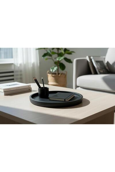 rilind Minimal Taş Tozu Dekoratif Tabak & Saksı Altlığı – El Yapımı 22 cm