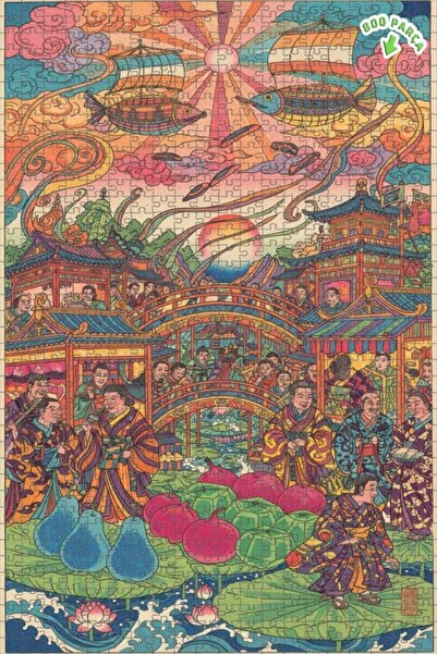 Teona Ahşap لغز خشبي ذو طبقتين على شكل سفن الأسماك من حكايات الشرق البعيد، 80...