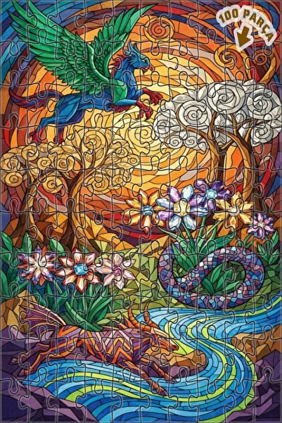 Teona Ahşap لغز خشبي ذو طبقتين من ميتيك كرياتورز 100 قطعة 25x25