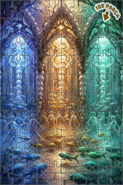 Teona Ahşap الرقص السحري تحت الماء والأسماك، لوحة زيتية تبدو فنية، 100 قطعة، ...