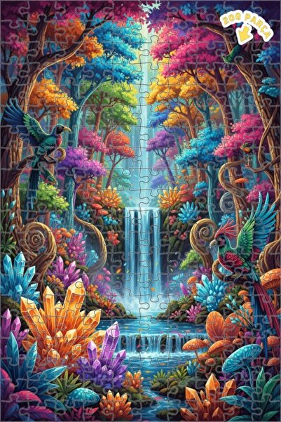 Teona Ahşap لغز فني على شكل شلال غابة كريستالية غامضة مع رؤية محاكاة للرسم ال...