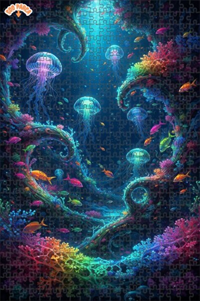 Teona Ahşap Undersea Dream Colors Oil Painting Lookalike Double Layer Framed ...