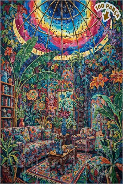 Teona Ahşap لغز خشبي ملون ذو طبقتين من حدائق بوتانيك، 100 قطعة، مقاس 25x25