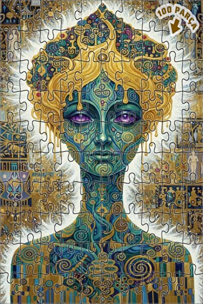 Teona Ahşap لغز خشبي مؤطر ذو طبقتين مستوحى من غوستاف كليمت بورق الذهب، 100 قط...