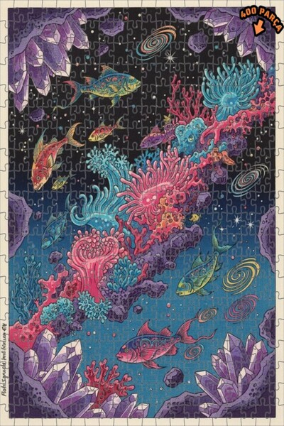 Teona Ahşap لغز خشبي رائع على شكل أسماك كريستالية تحت الماء بتصميم لوحة زيتية...