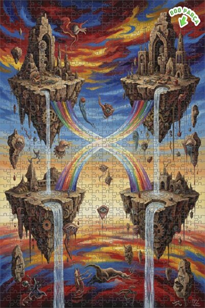 Teona Ahşap لغز خشبي بتصميم شلالات السماء الخيالية بتأثيرات الألوان الزيتية 8...