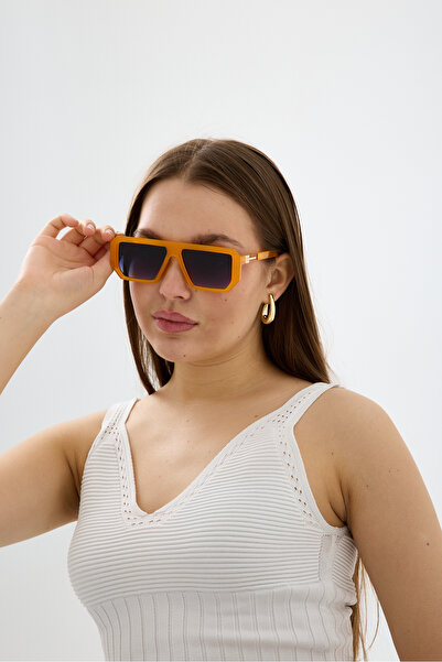 Chunky Frame Cgequar Hit Unisex Orange Geometric Square Acetate Frame Matte w...