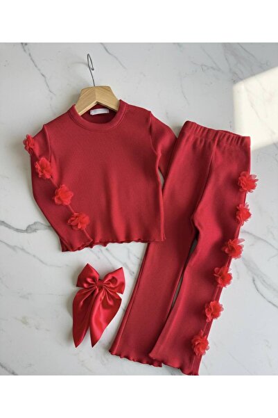 zahider Girl's Ribbed Knit Fabric Top and Bottom Set