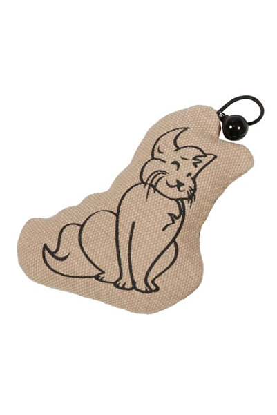 D&D Home I Love Happy Cats Sitting Happy Cat Chase Toy with Bell - BEIGE/8X2X9CM
