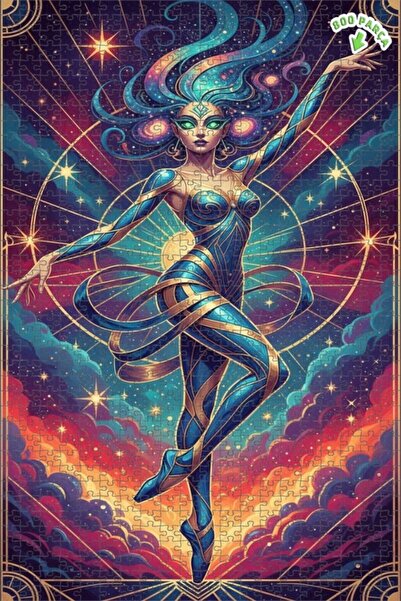 Teona Ahşap لغز خشبي مؤطر ذو طبقتين من Ancient Cosmic Dancer Art مكون من 800 ...