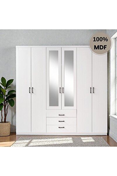 comiet 6 kapak aynalı country MDF gardırop