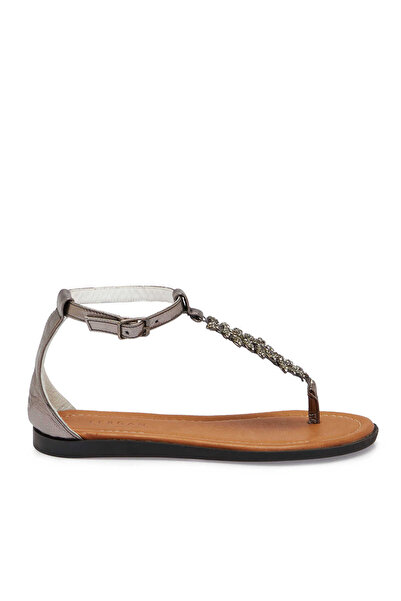 Tergan Gri Hakiki Deri Kadın Sandalet - K25Y1SN68217-L9N