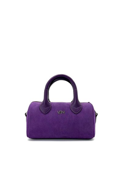 V'SHINE MODEL 5019 MİNİ SPEEDY HAKİKİ DERİ SÜET ÇANTA (MOR)