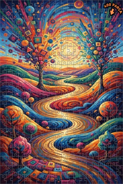 Teona Ahşap لغز خشبي ملون بتصميم لوحة زيتية لرحلة ملونة 400 قطعة 35x35