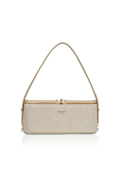 Lavie Luxe فستان نسائي أنيق بتصميم أفقي (بيج)